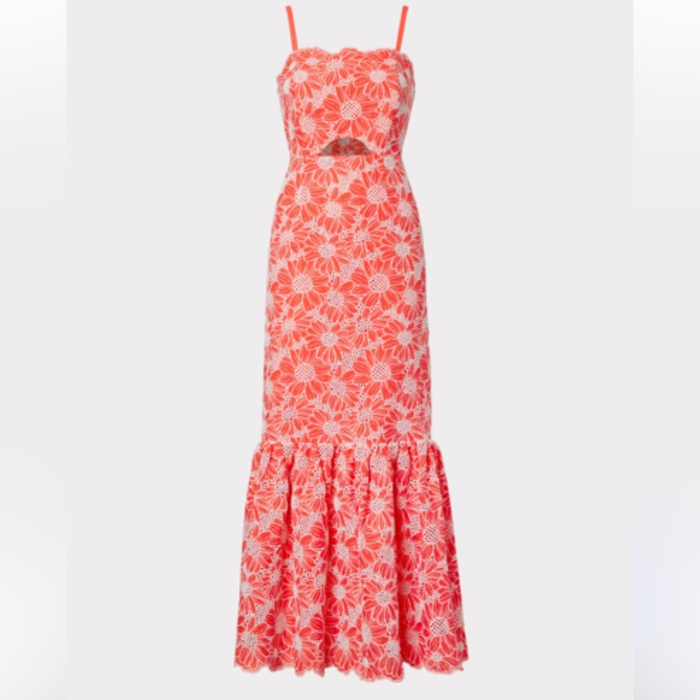 Milly Breanna Tournesol Eyelet Pink Ruffled Tiered Maxi Dress - Picture 10 of 11